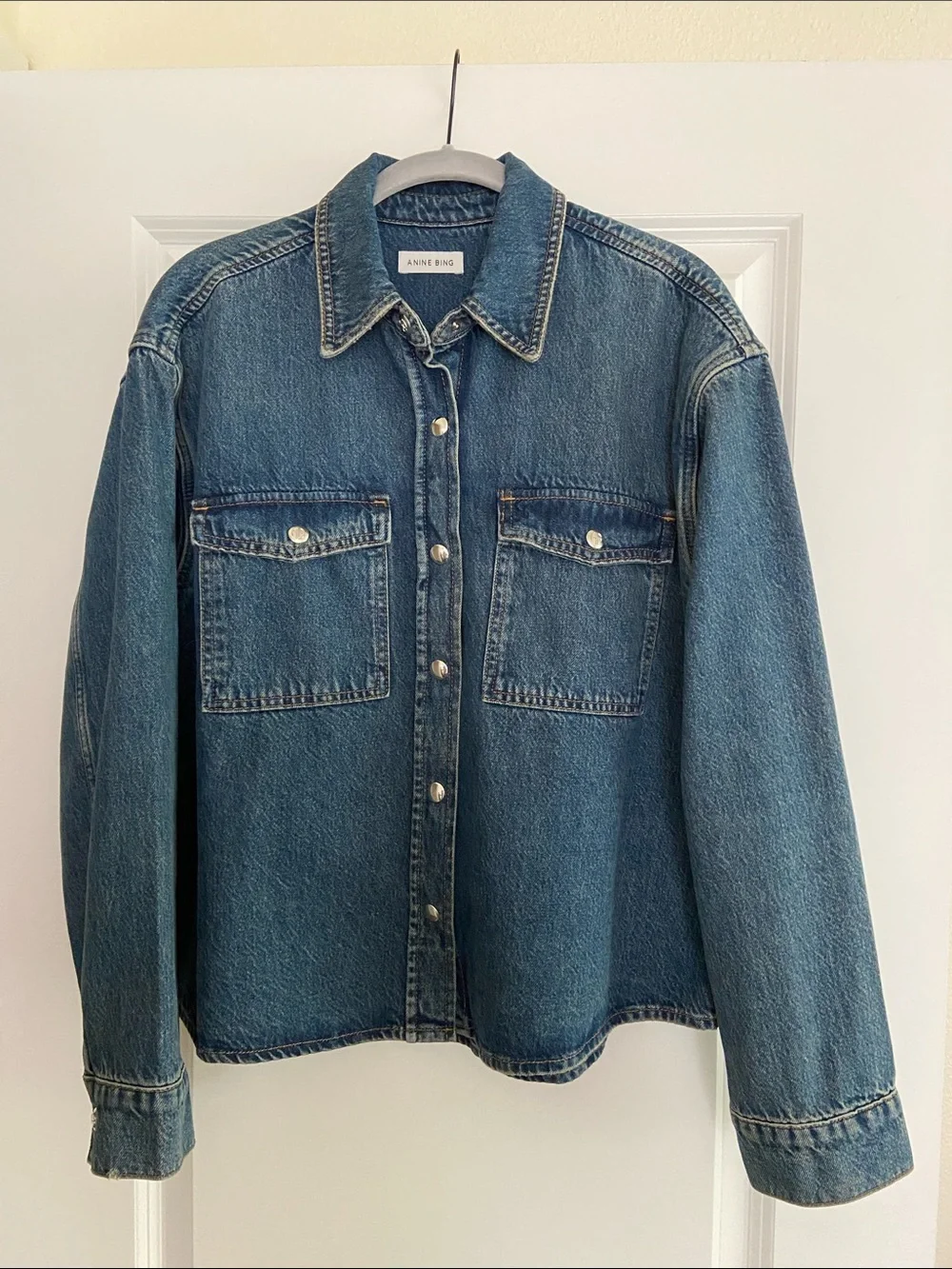 Anine Bing Paxton Denim Shirt Jacket - Picture 1 of 4
